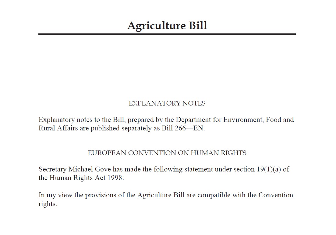 Agriculture Bill Progress