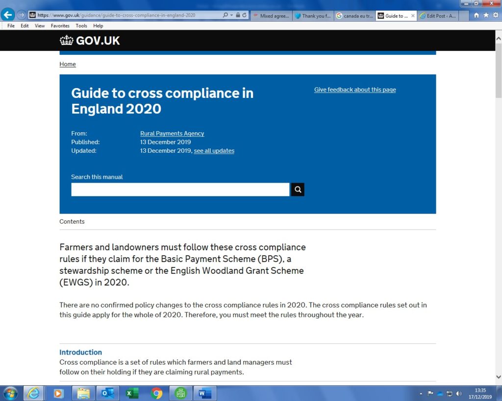Cross Compliance Guidance – Dec ’19