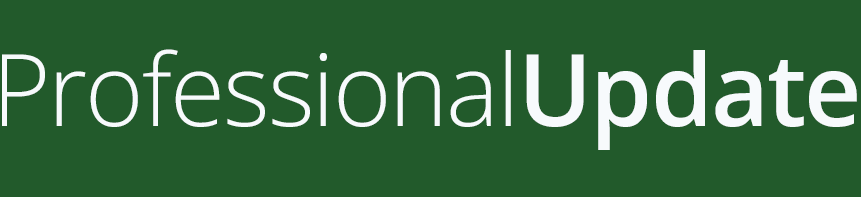 Professional Update banner white text, green background